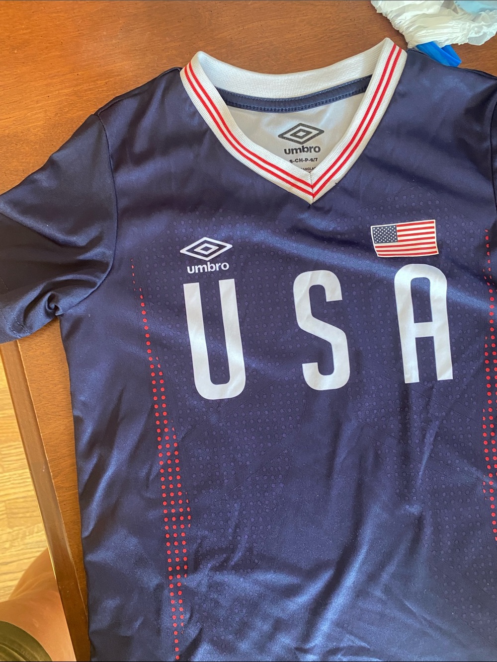 Umbro Navy USA Soccer Jersey with Red & White Trim